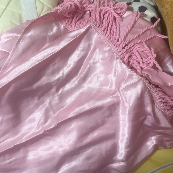 Bronx & Banco Pink Satin Strapless Sequin Tassel High Slit Gina Gown S NWOT - Picture 10 of 14